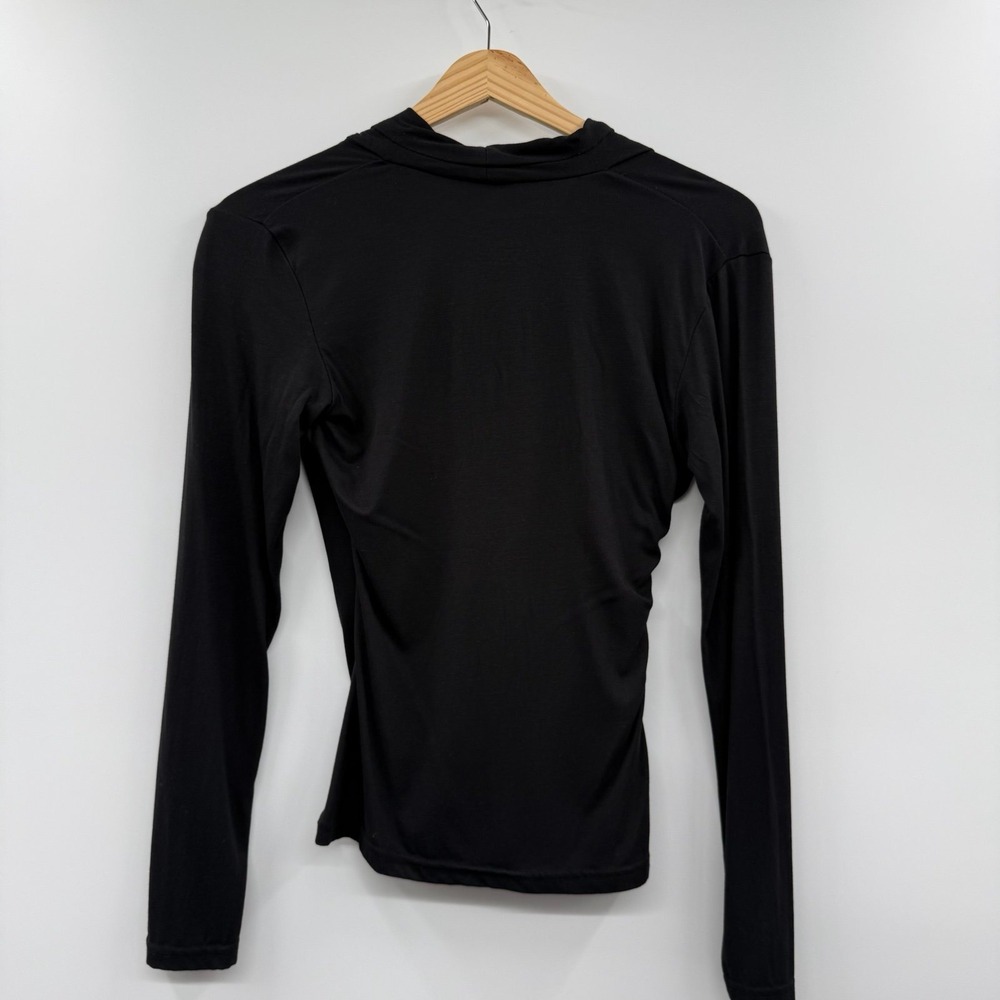 OGL Surplice Wrap Ruched Side Top black M Viscose Stretch - Picture 5 of 8